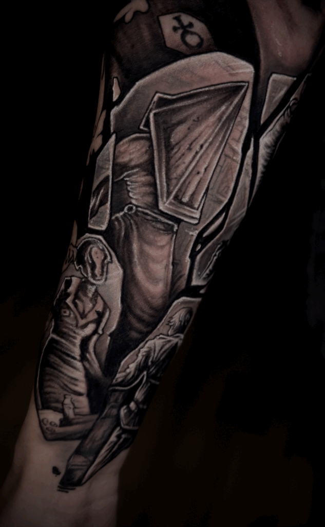 silent hill horror darkart blackwork tattoo